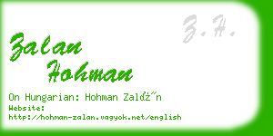 zalan hohman business card